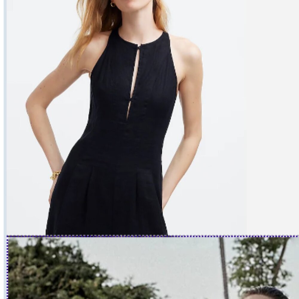 NWT Madewell seamed wide leg jumpsuit black 100 percent  linen, 0